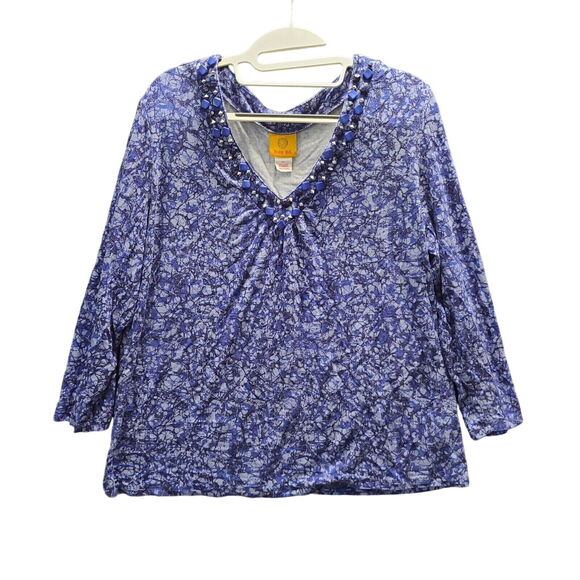 Ruby Rd Womens Top Multicolor Size XL Rayon Blend Stretch Long Sleeve - Picture 1 of 12